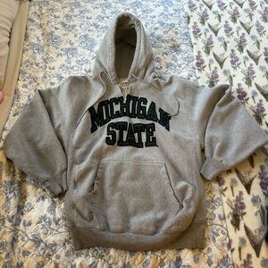 Vintage Michigan State Gray Hoodie with Front Pocket